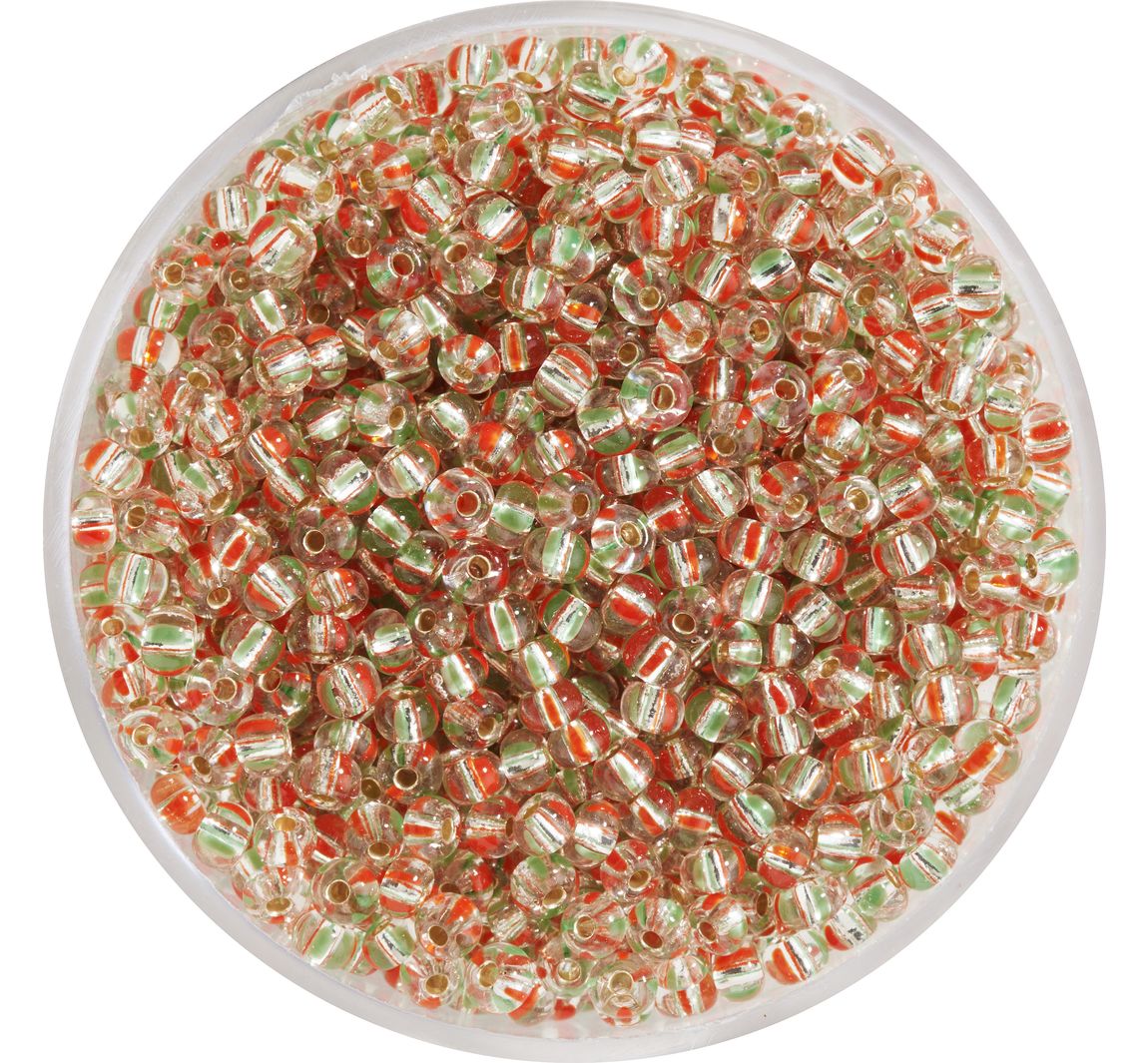 Rocailles, Kristall, 2,6 mm - Rot/Grün