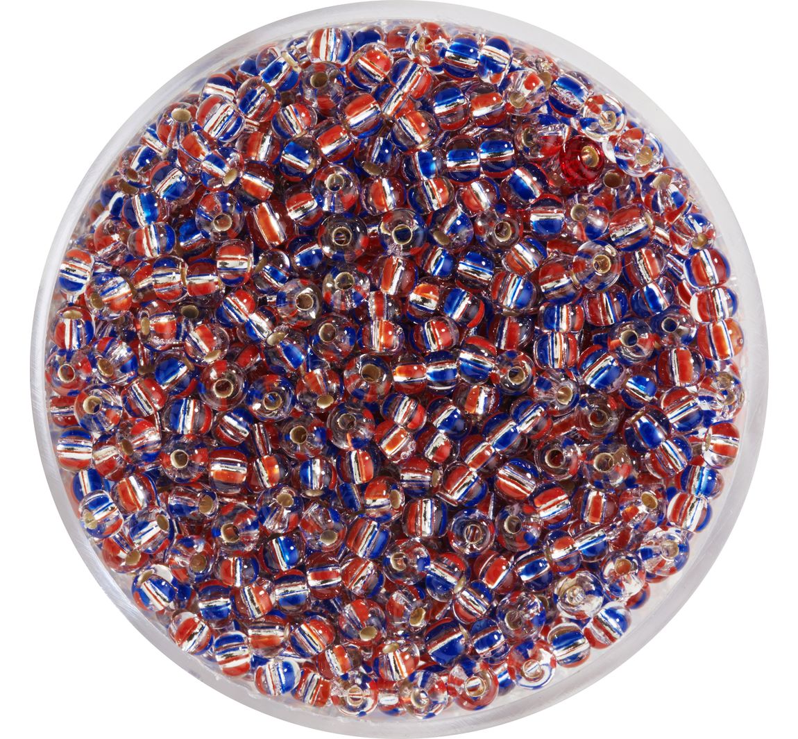 Rocailles, Kristall, 2,6 mm - Rot/Blau