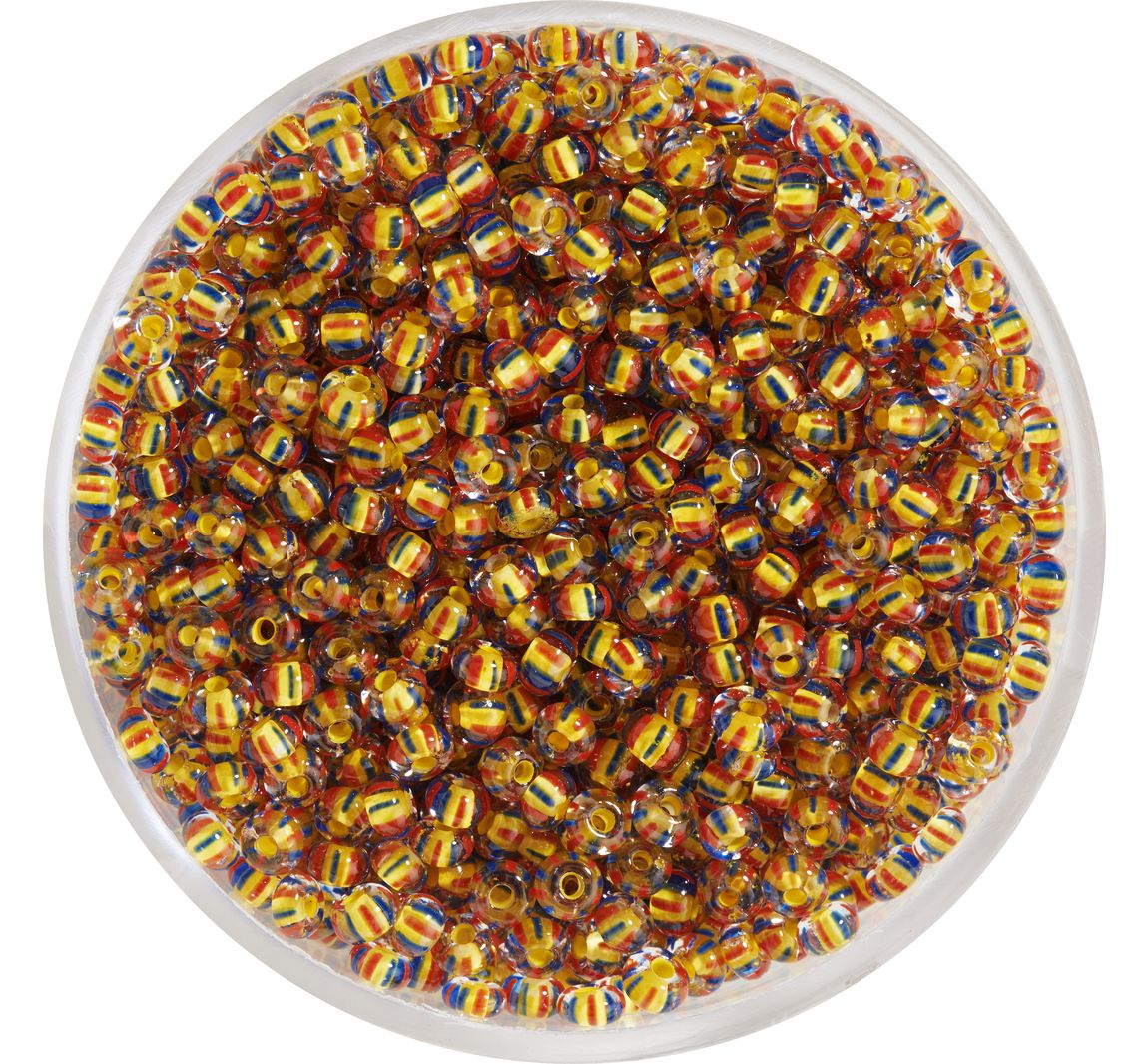 Rocailles, Kristall, 2,6 mm - Gelb/Blau/Rot