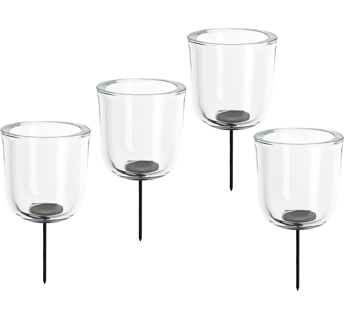 Glas-Kerzenhalter zum Stecken, 4 Stk - Glatt