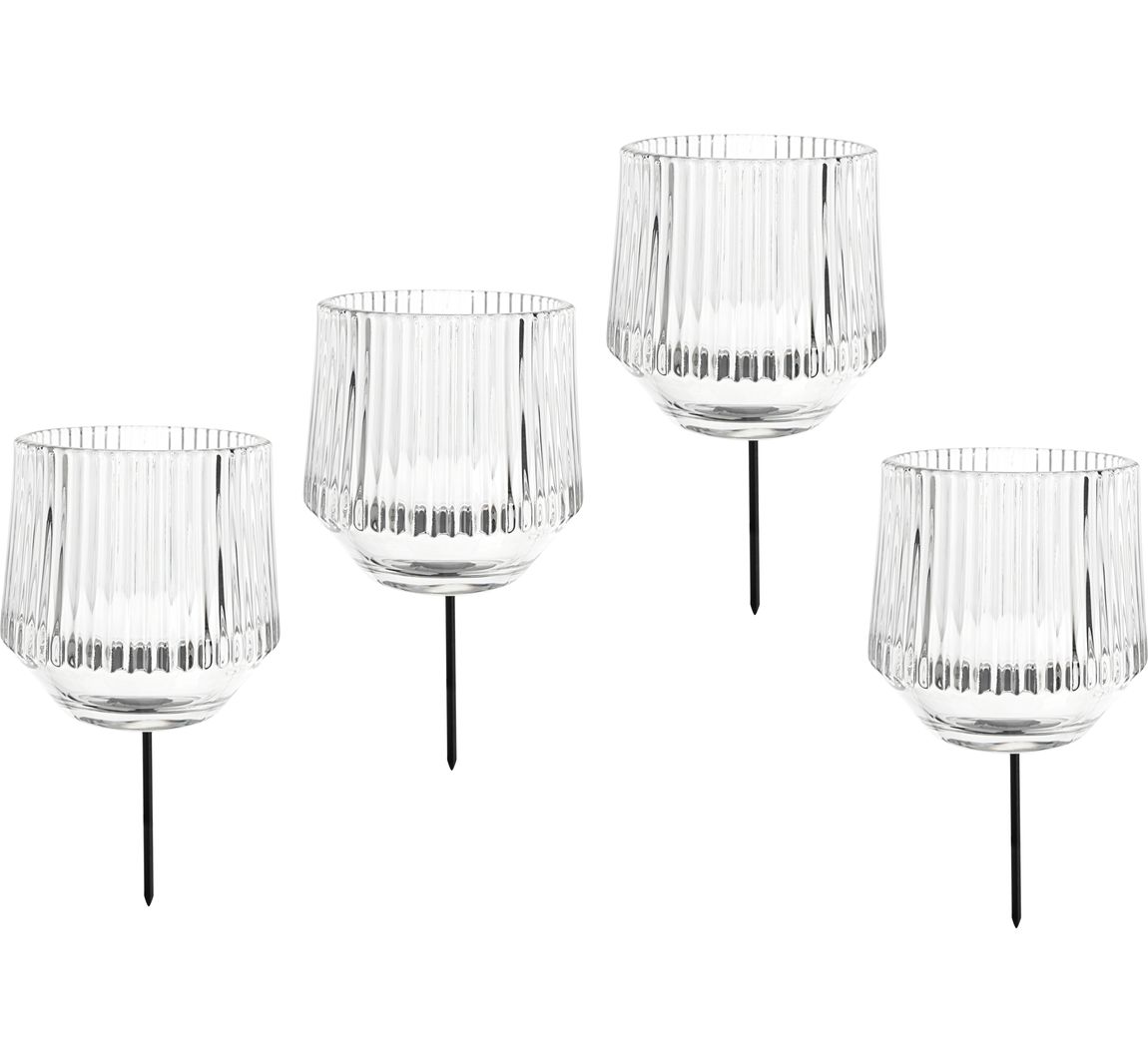 Glas-Kerzenhalter zum Stecken, 4 Stk - Geriffelt