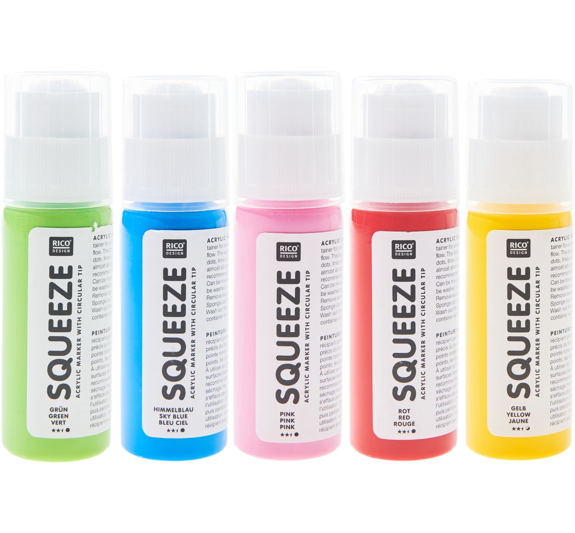 Rico Design Squeeze Acrylic Marker Set - Basic Rainbow
