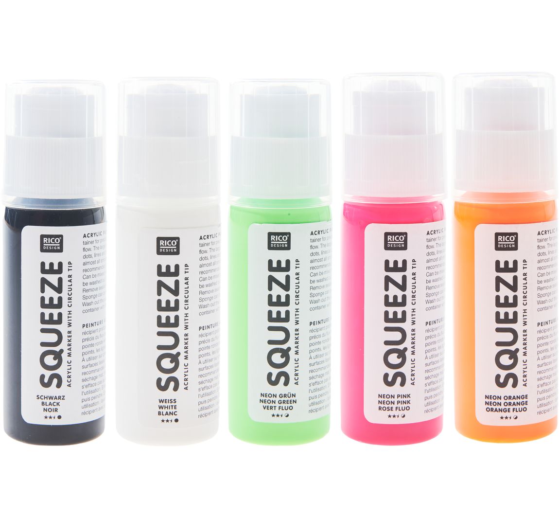 Rico Design Squeeze Acrylic Marker Set - Neon