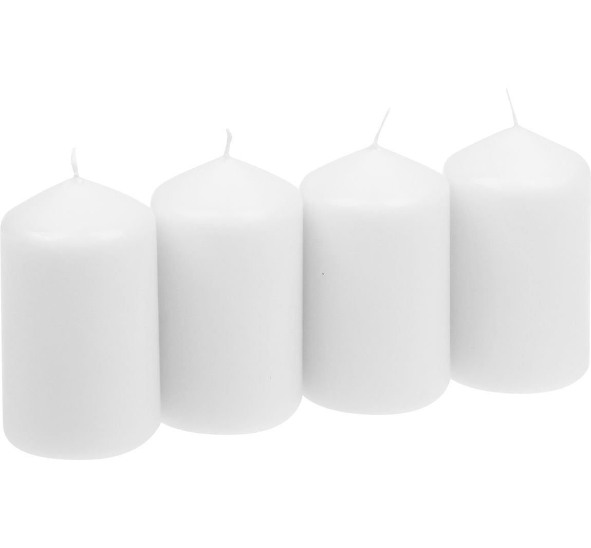 Stumpenkerzen, 4er-Pack - Weiß