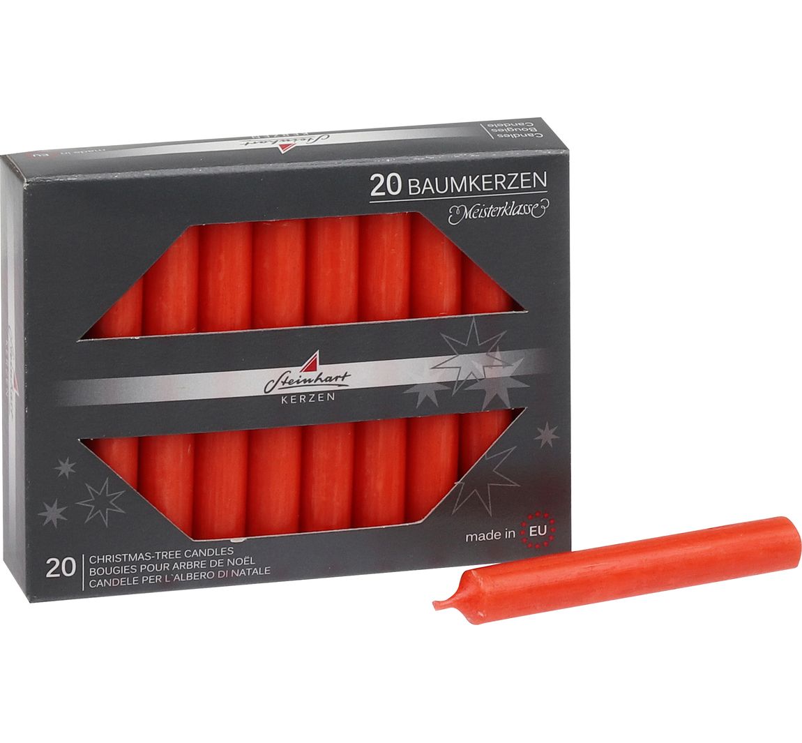 Baumkerzen durchgefärbt, 20er-Pack - Rot