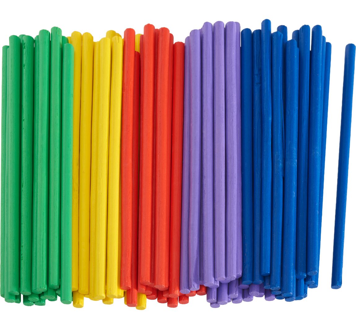 VBS XXL Bambusstäbchen "Bunt" - 100 Stück, L 8 cm, Ø 0,35 cm