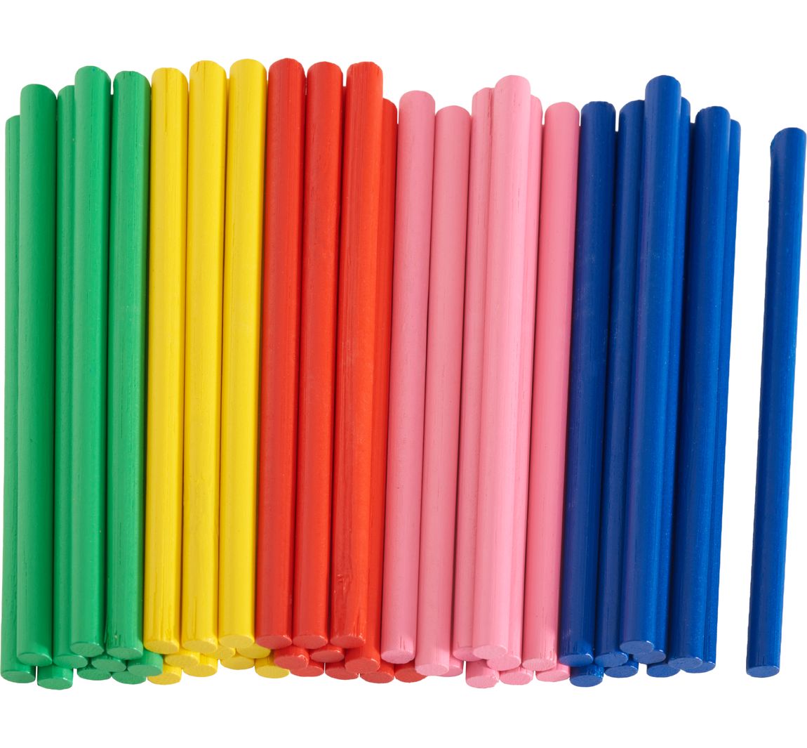 VBS XXL Bambusstäbchen "Bunt" - 50 Stück, L 8 cm, Ø 0,5 cm