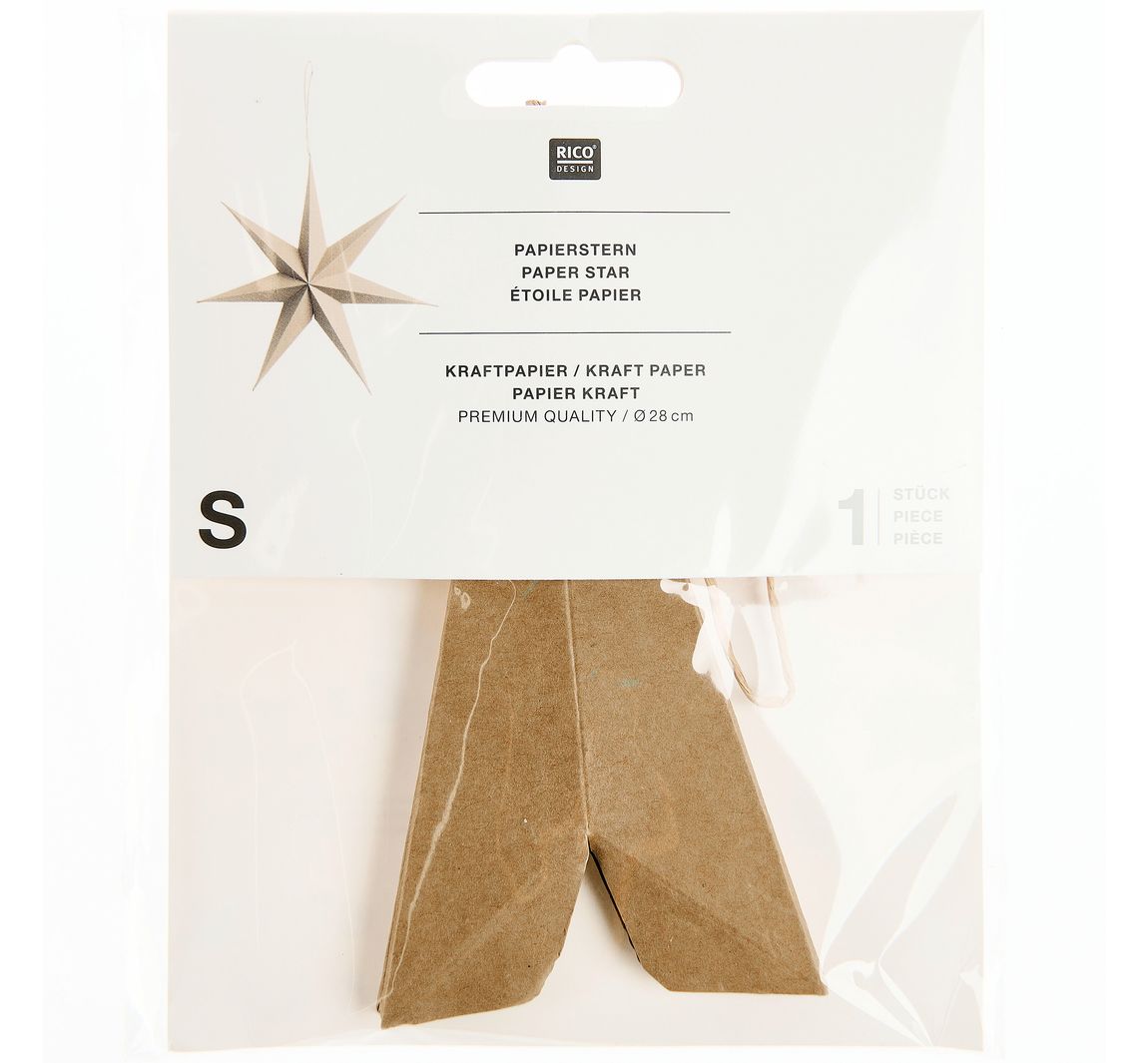 3D Papierstern, Kraftpapier - 28 cm