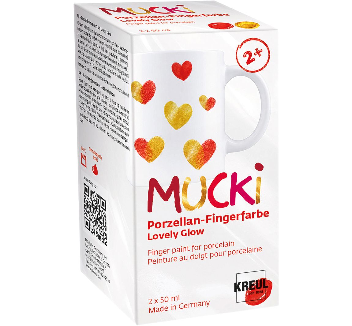 MUCKI Porzellan-Fingerfarben-Set, 2 x 50 ml - Lovely Glow