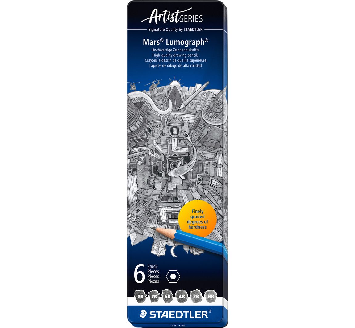 STAEDTLER Zeichenbleistifte "Mars Lumograph" 100 - 6 Stück