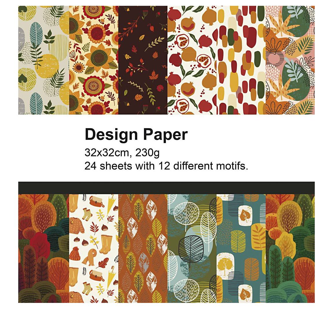 Designpapierblock, 32 x 32 cm, 24 Blatt - Herbstliebe