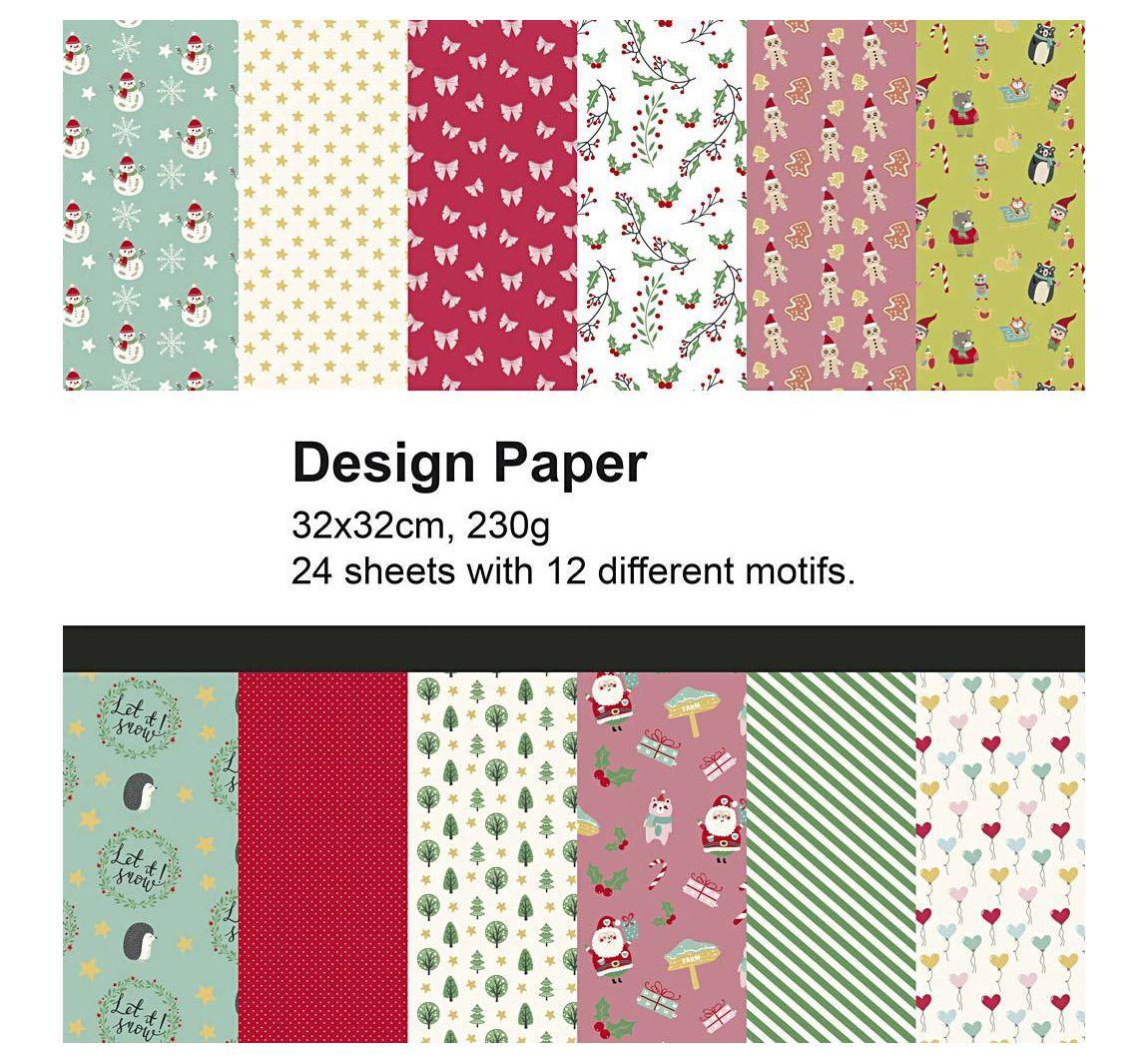 Designpapierblock, 32 x 32 cm, 24 Blatt - Weihnachtszeit