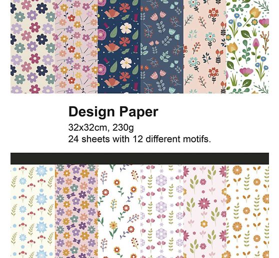 Designpapierblock, 32 x 32 cm, 24 Blatt