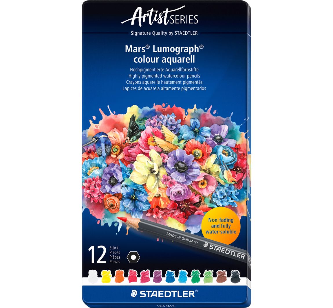 STAEDTLER Aquarellstifte "Mars Lumograph" colour aquarell - 12 Farben
