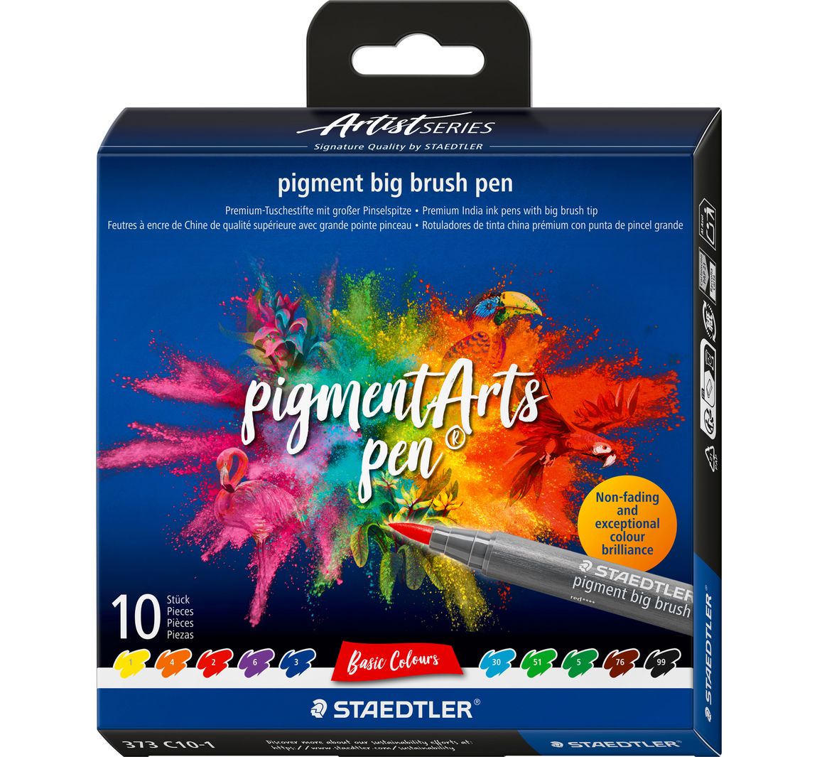 STAEDTLER Pigment big brush pen "Pigment Arts", 10 Farben - Basic Colours