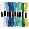 Stickgarn Sortiment, 1 mm, 10 Farben &agrave; 8 m Harmonie in Blau/Gr&uuml;n