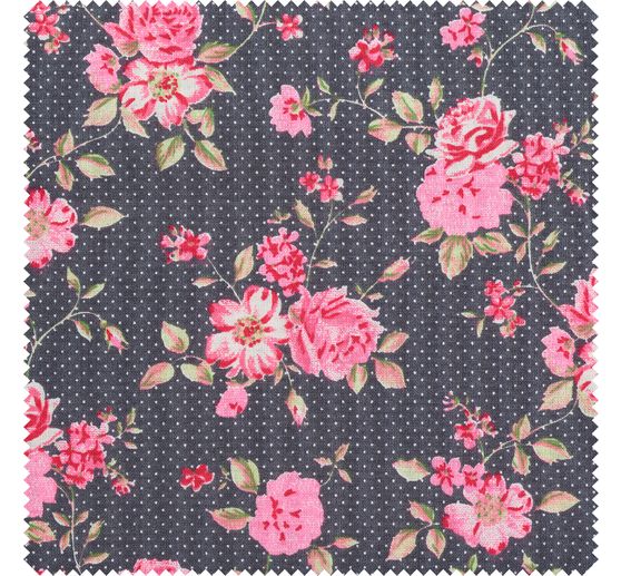 Cotton fabric "Rosenborg" Rosé/Anthracite