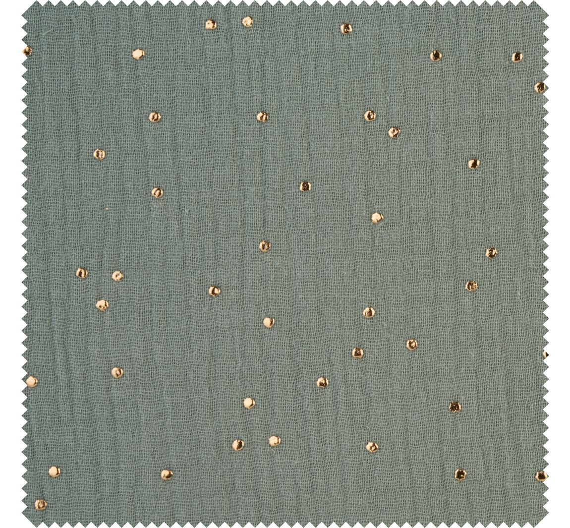 Musselin Baumwoll-Stoff "Goldene Punkte" - Khaki