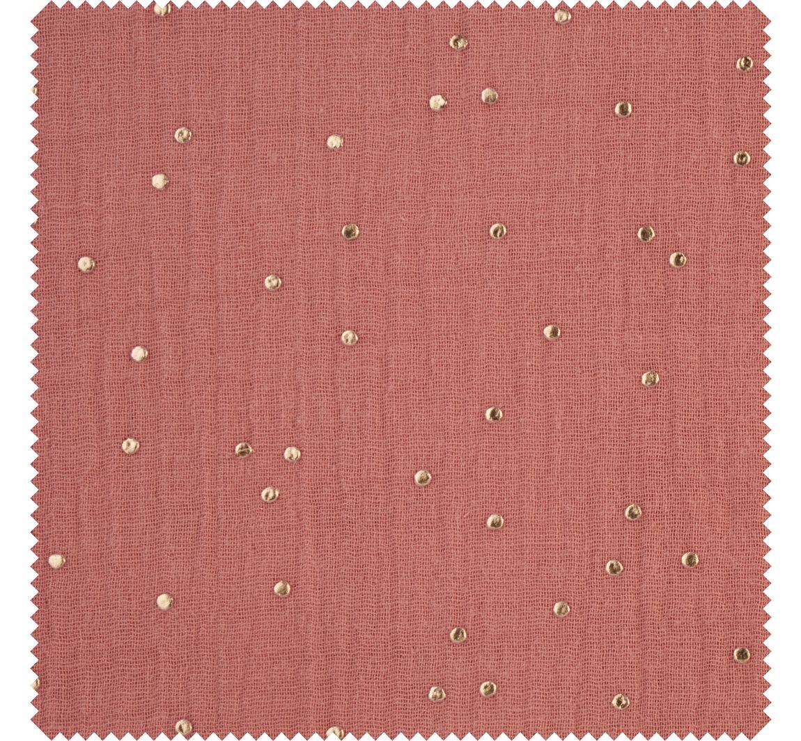 Musselin Baumwoll-Stoff "Goldene Punkte" - Marsala