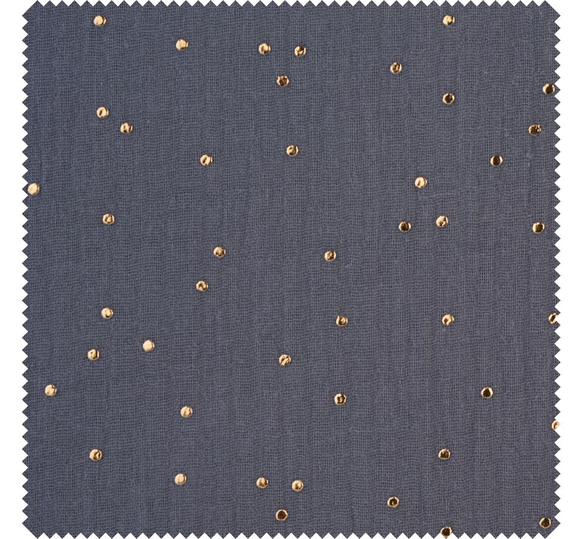 Musselin Baumwoll-Stoff "Goldene Punkte" - Grau