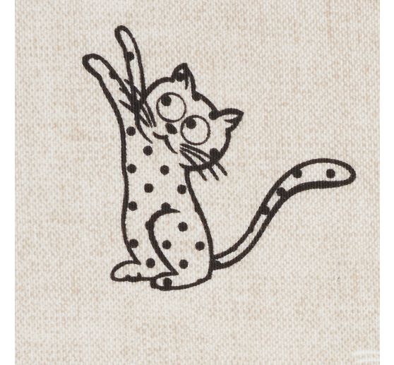 Motiv-Stoff Leinenoptik "Katzen"
