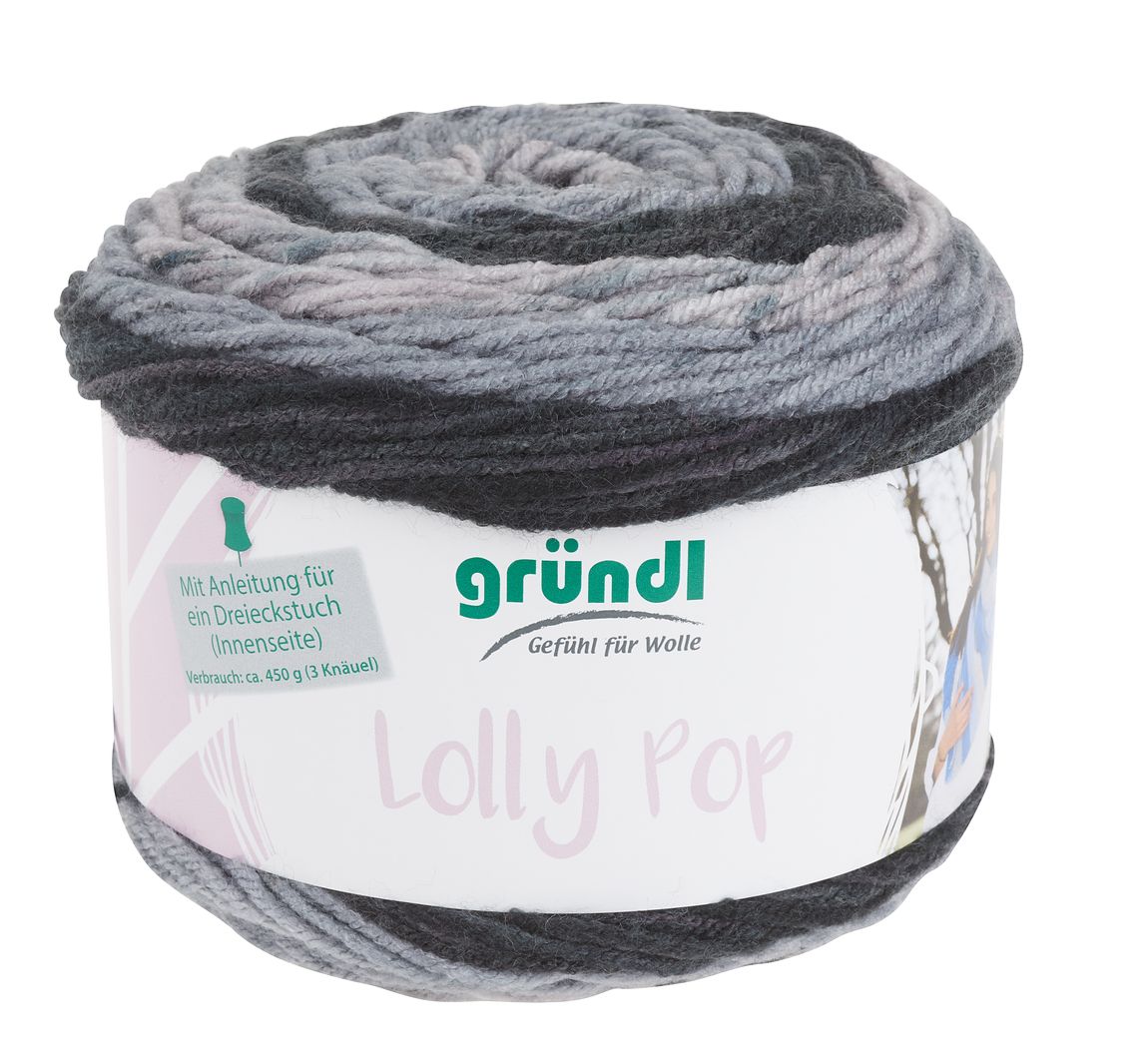 Gründl Wolle "Lolly Pop" - Black Pepper Swirl, Farbe 08