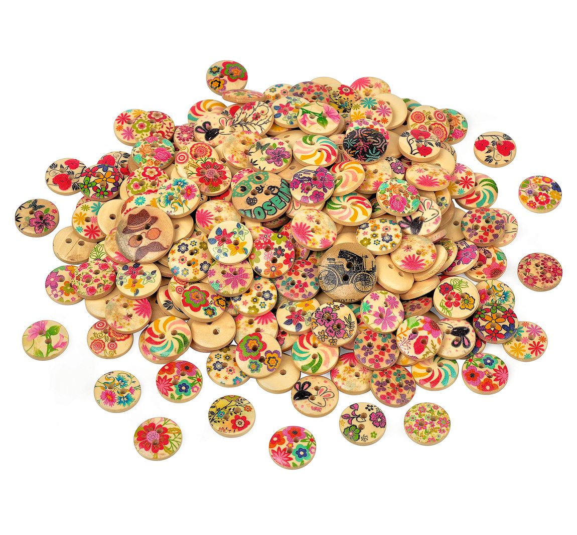 VBS Holzknöpfe "Blumen-Mix", 100 g