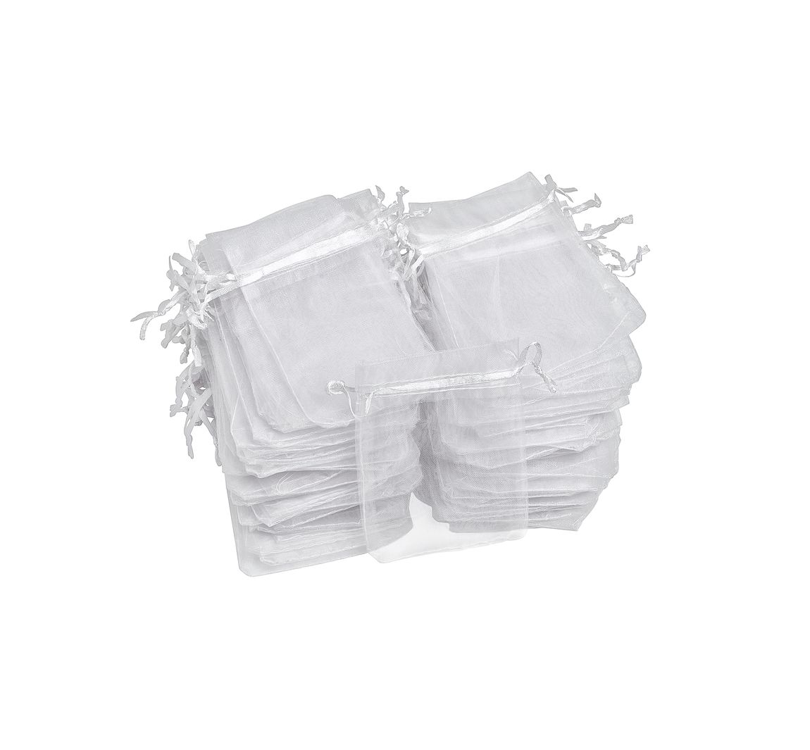 VBS Organzasäckchen "7,5 x 12 cm", 100 Stück - Weiß
