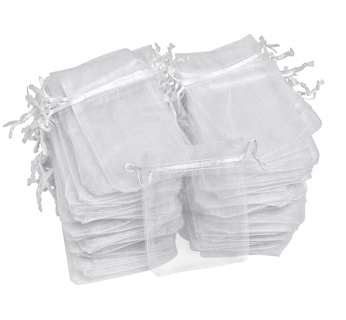 VBS Organzasäckchen "11,5 x 15 cm", 100 Stück - Weiß