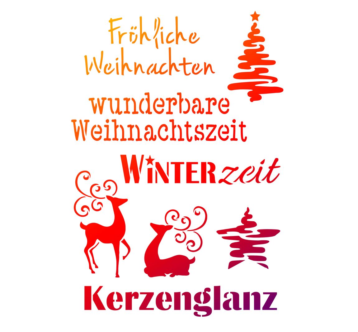 Schablone "Weihnachtsmotive + Schriften"