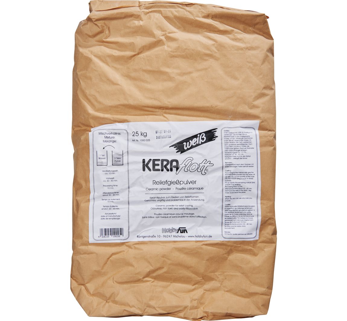 Keraflott Reliefgießmasse, Weiß - 25 kg