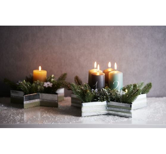Marble Kerze, durchgefärbt, 4er-Pack