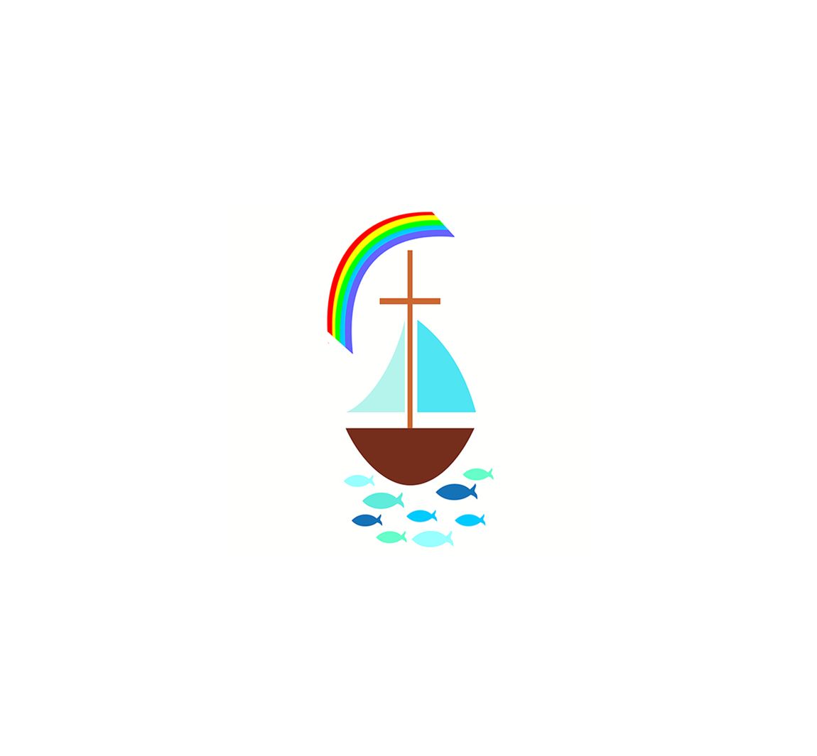 Wachsmotiv "Segelboot mit Regenbogen"