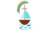 Wachsmotiv "Segelboot mit Regenbogen"