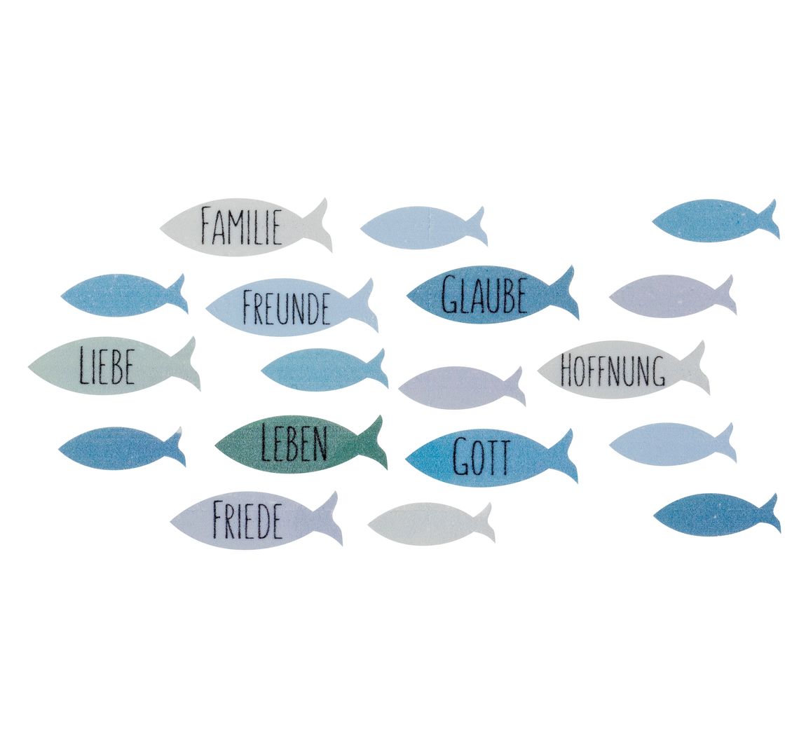 Wachsmotiv "Fischschwarm" - Blau