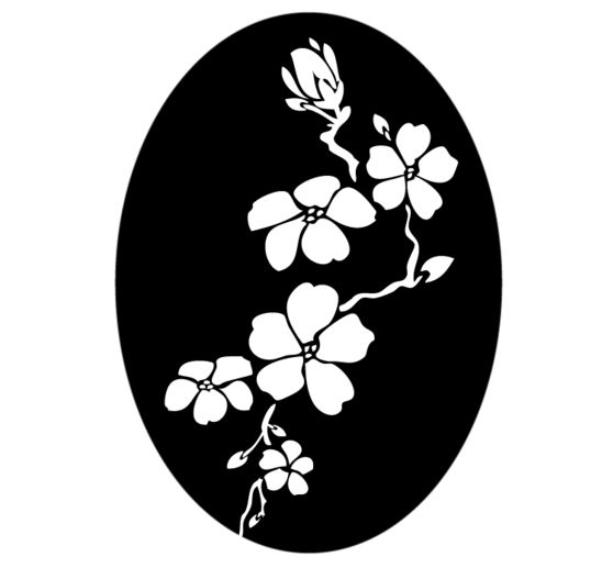 Reliefeinlage "Kirschblüte", oval