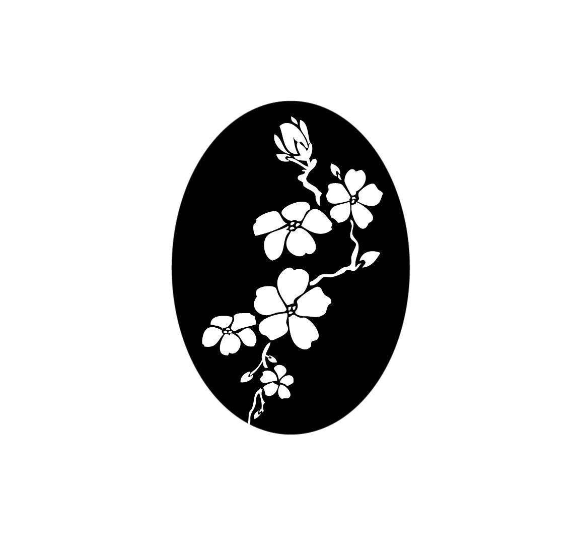 Reliefeinlage "Kirschblüte", oval