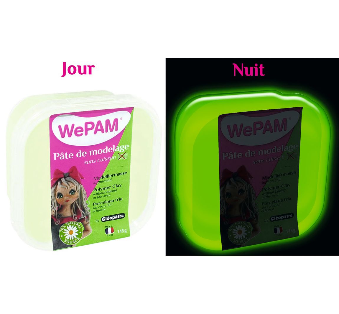WePAM, lufthärtende Modelliermasse - Nachtleuchtend