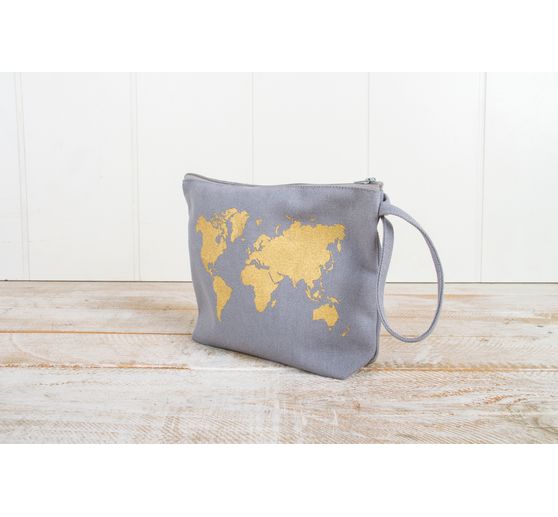 Kosmetiktasche mit Reißverschluss, 22 x 17 cm, Grau
