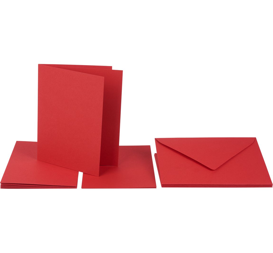 Doppelkarten mit Umschlägen und Einlegeblättern - Rot