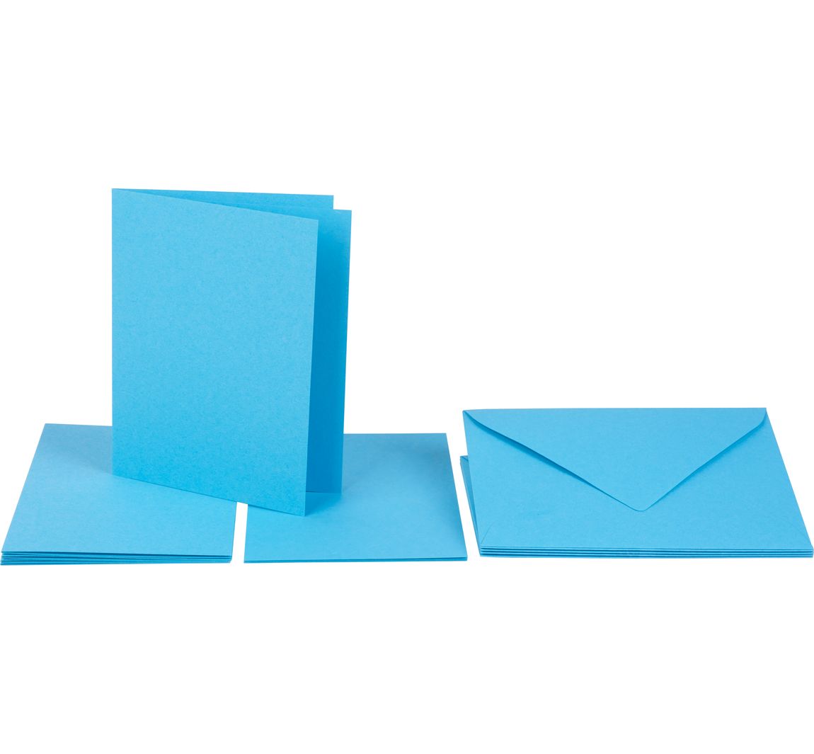 Doppelkarten mit Umschlägen und Einlegeblättern - Himmelblau
