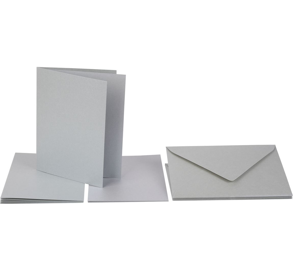 Doppelkarten mit Umschlägen und Einlegeblättern - Silber