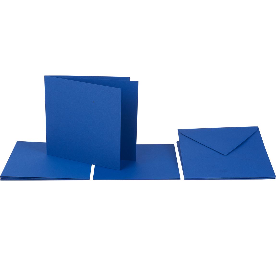 Doppelkarten mit Umschlägen und Einlegeblättern, 13,5 x 13,5 cm, 220g/m² - Blau