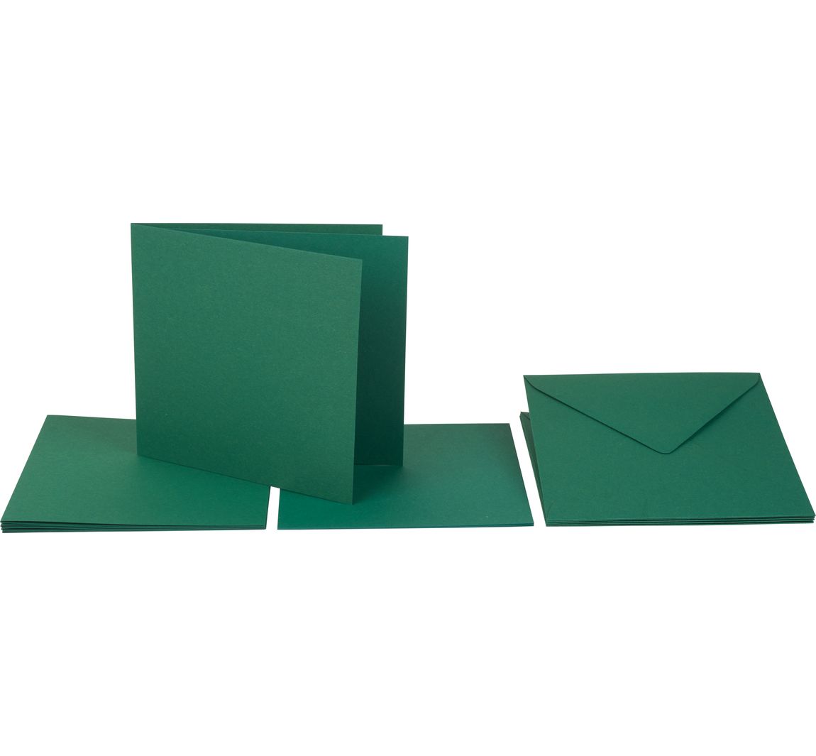 Doppelkarten mit Umschlägen und Einlegeblättern, 13,5 x 13,5 cm, 220g/m² - Grün