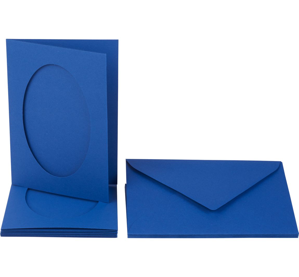 Passepartoutkarten "Oval", 10-tlg. - Blau