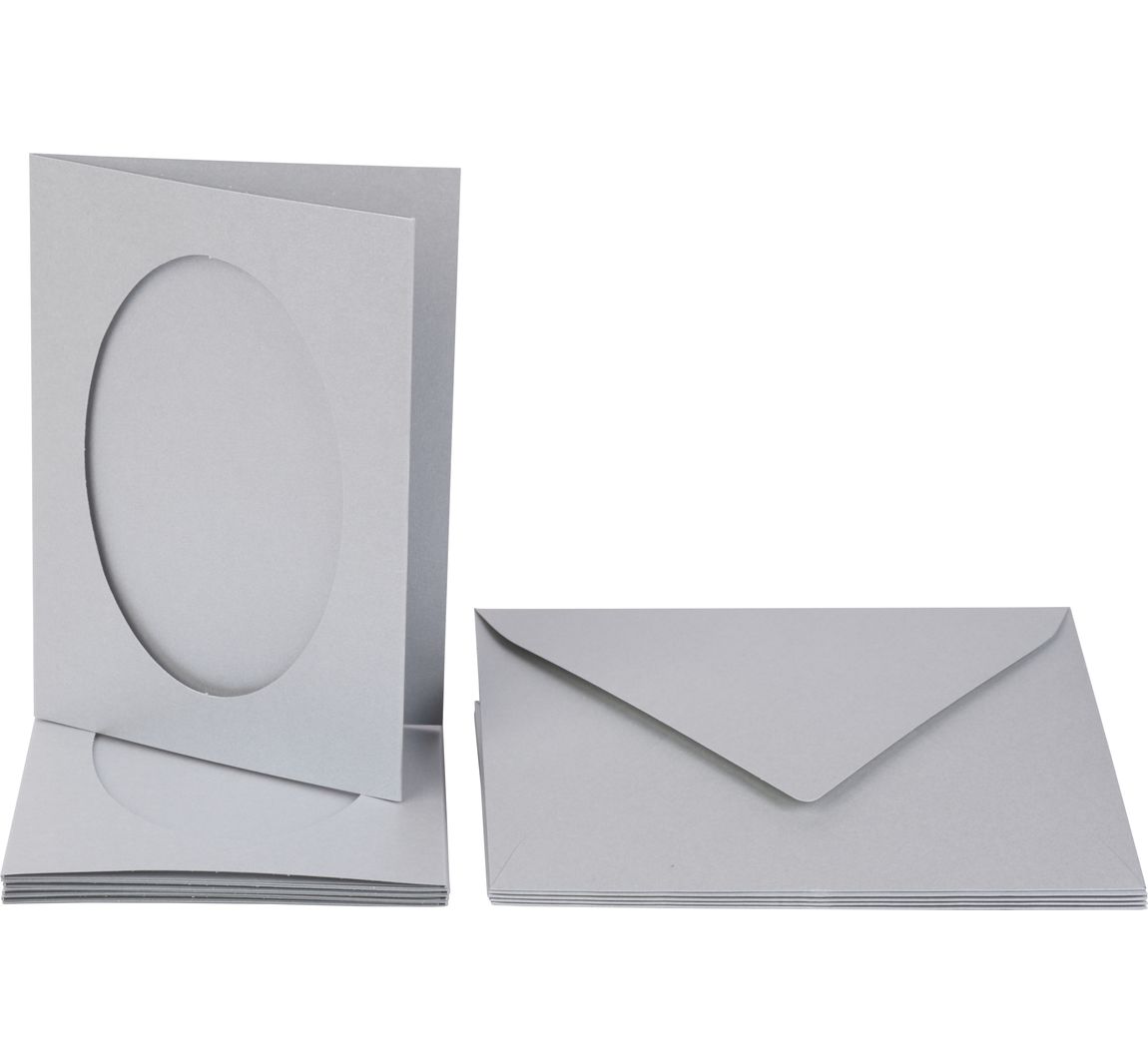 Passepartoutkarten "Oval", 10-tlg. - Silber