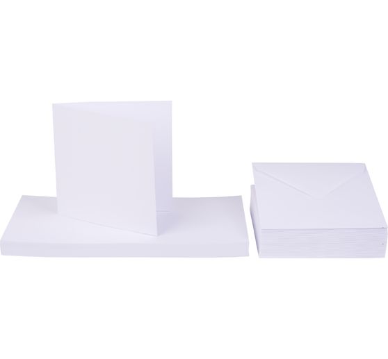 Doppelkarten mit Umschlägen "Weiß", 12,5 x 12,5 cm, 50 Stück