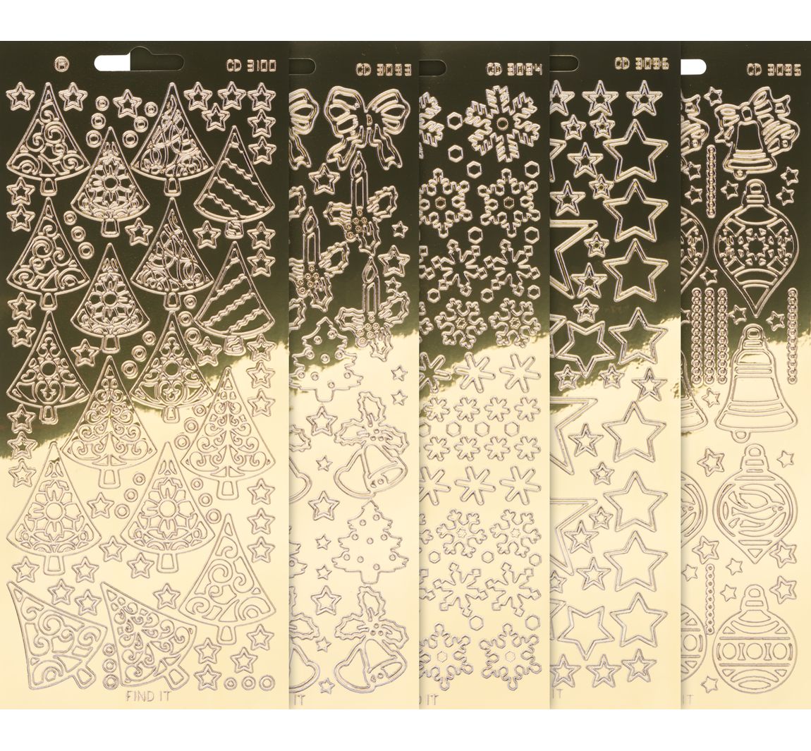 VBS Reliefsticker-Set "Xmas" - Gold