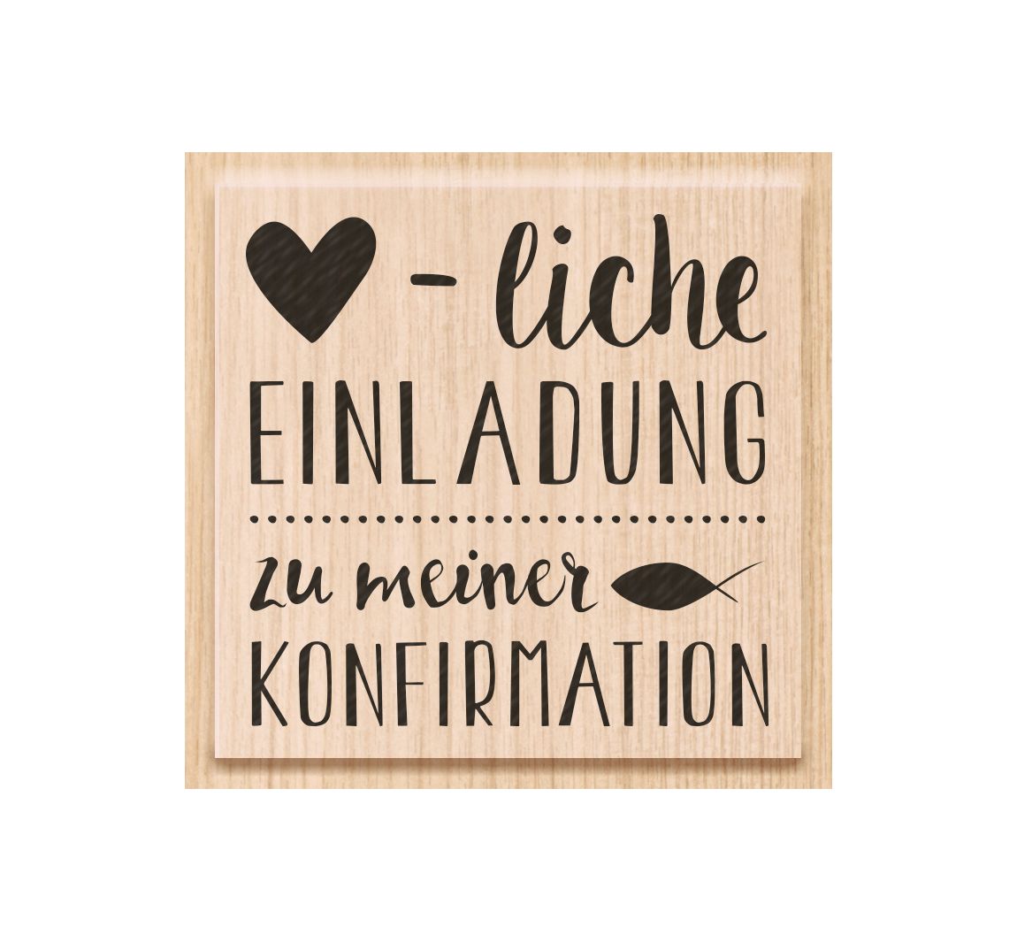 Holzstempel "Herzliche Einladung Konfirmation"