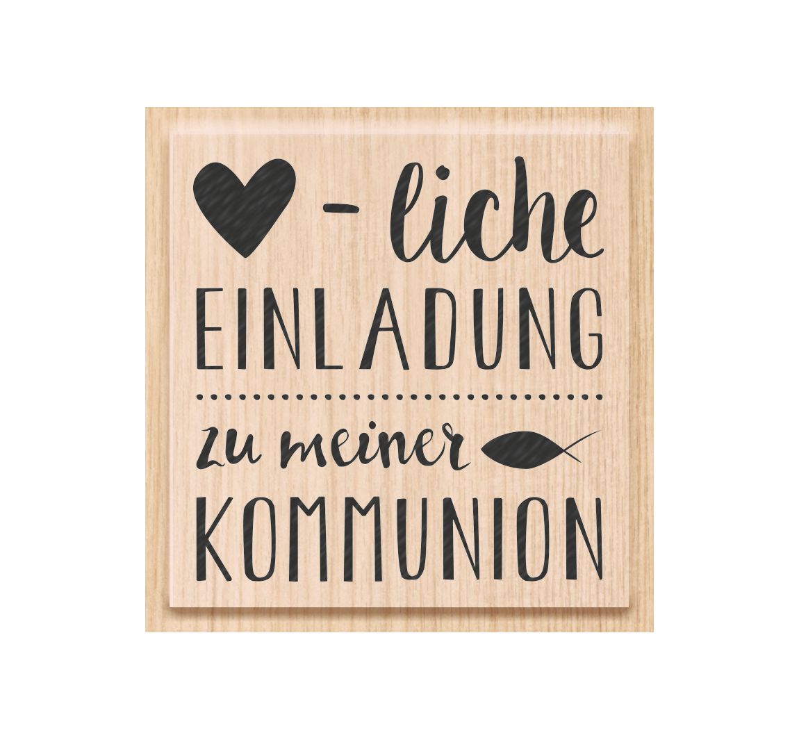 Holzstempel "Herzliche Einladung Kommunion"
